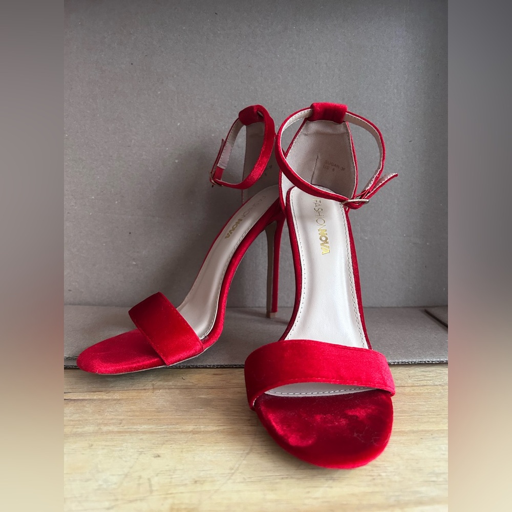 Fashion Nova Red Velvet Heels